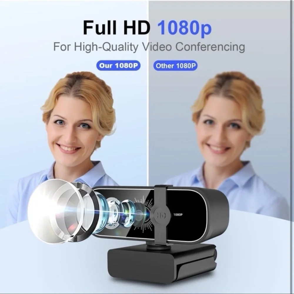 C28 1080P Webcam with Privacy Cover and Tripod Stand, PC Camera with Noise-Cance